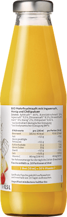 Ingwer & Zitrone-Honig Shot mit Fruchtsäften Voelkel