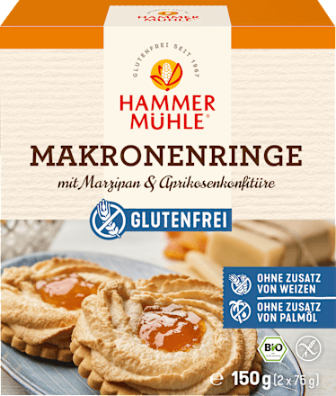 Makronenringe mit Marzipan & Aprikosenkonfitüre (2 Stück) Hammermühle