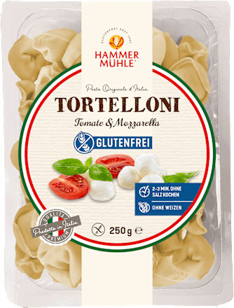 Nudeln, Tortelloni Tomate & Mozzarella, glutenfrei Hammermühle