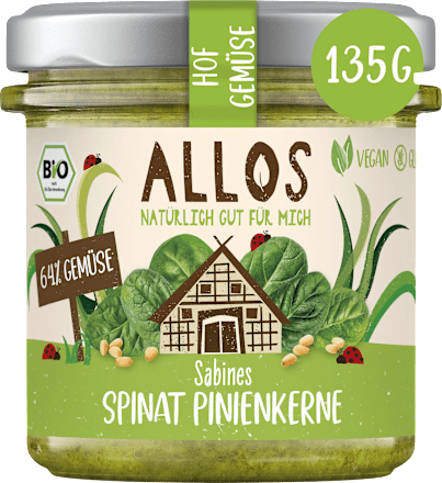 Brotaufstrich Hof-Gemüse Sabines Spinat Pinienkerne ALLOS