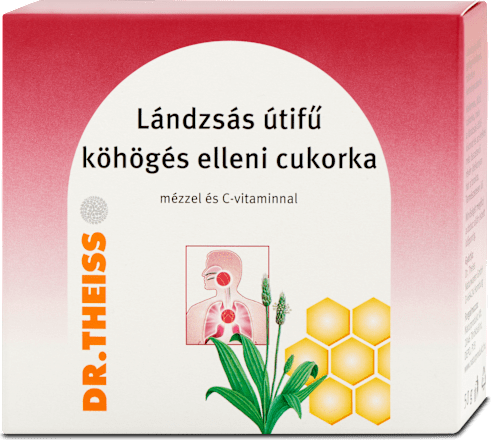 Lándzsás útifű köhögés elleni cukorka mézzel és C-vitaminnal DR.THEISS