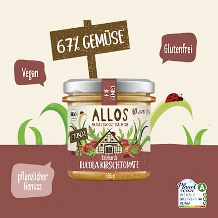 Brotaufstrich Hof-Gemüse Reinhards Rucola Kirschtomate ALLOS