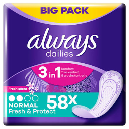 Ščitniki perila dailies Normal Fresh & Protect, veliko pakiranje always
