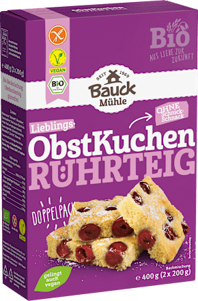 Backmischung Obstkuchen Rührteig, glutenfrei (2x200 g) Bauck Mühle