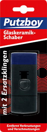Schaber für Glaskeramikkochflächen mit 2 Ersatzklingen  Putzboy