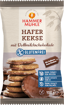 Haferkekse, Vollmilchschokolade, glutenfrei Hammermühle