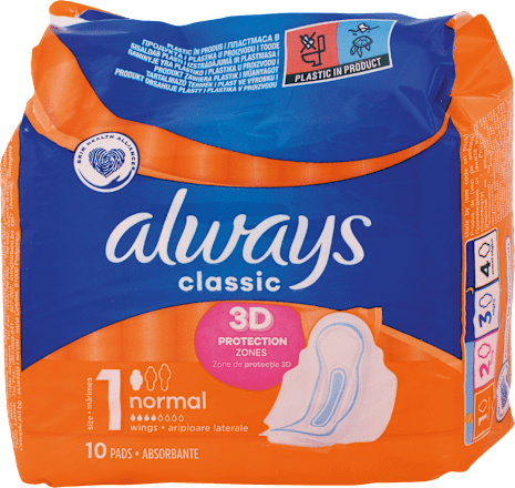 Hygienické vložky classic clean feel protection normal always