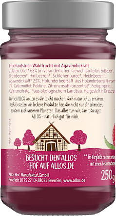 Fruchtaufstrich, Frucht Pur Waldfrucht 75% Frucht ALLOS