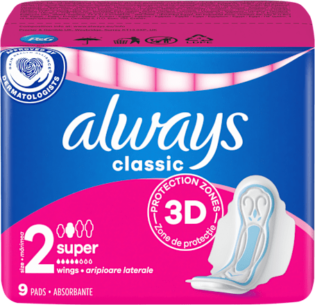 Hygienické vložky classic clean feel protection maxi always