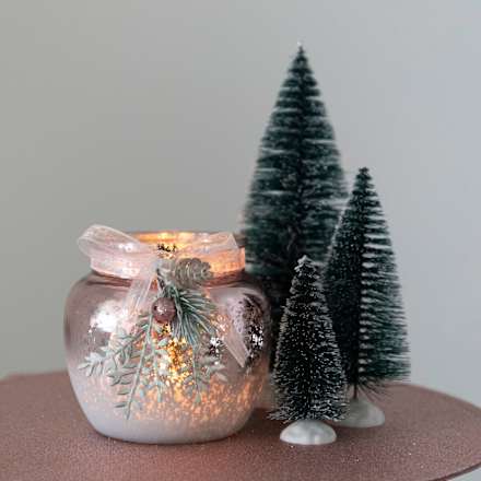 Kerzenhalter aus Glas, rosa metallic (11 cm) Dekorieren & Einrichten