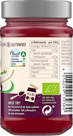 Fruchtaufstrich, Frucht Pur Amarenakirsche 75% Frucht ALLOS
