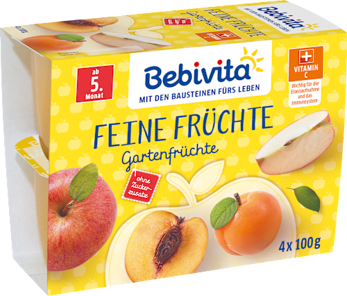 Früchte Feine Früchte Gartenfrüchte nach dem 4. Monat (4x100 g) Bebivita