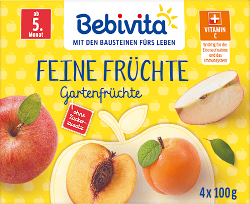 Früchte Feine Früchte Gartenfrüchte nach dem 4. Monat (4x100 g) Bebivita