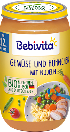 Menü Gemüse und Hühnchen mit Nudeln Bebivita
