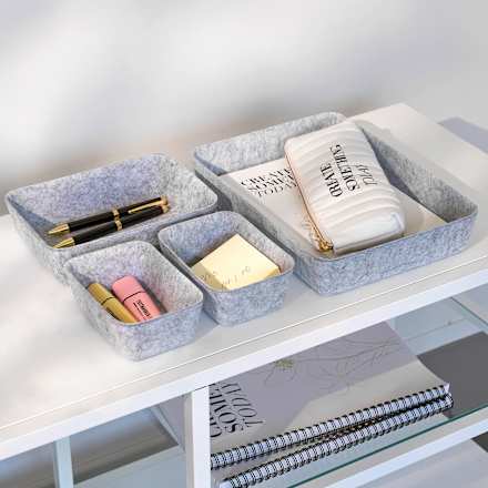 Aufbewahrungs-Set aus Filz (4tlg), hellgrau (20x28x5cm) keine Marke