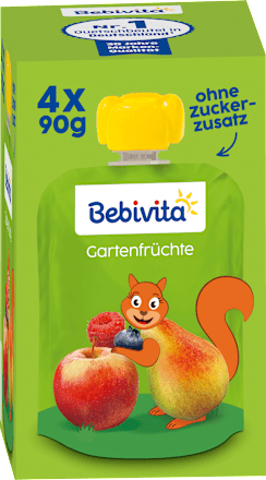 Quetschie Bärenstark Gartenfrüchte ab 1 Jahr (4x90 g) Bebivita