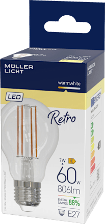 LED Retro Birne 60W E27 806lm   Müller Licht
