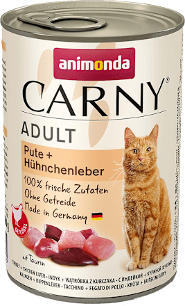 Храна за котки Carny с пуешко и пилешки дробчета animonda