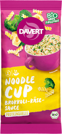 Fertiggericht, Noodle Cup mit Brokkoli-Käse-Sauce, No.2 Davert