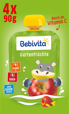 Quetschie Bärenstark Gartenfrüchte ab 1 Jahr (4x90 g) Bebivita