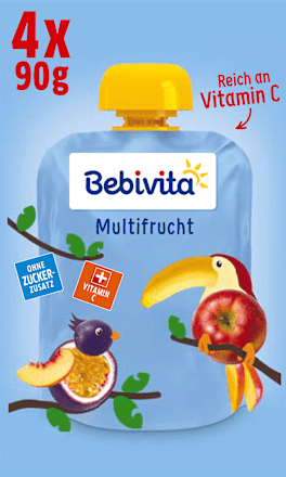 Quetschie Kinderspass Multifrucht ab 1 Jahr (4x90 g) Bebivita