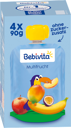 Quetschie Kinderspass Multifrucht ab 1 Jahr (4x90 g) Bebivita