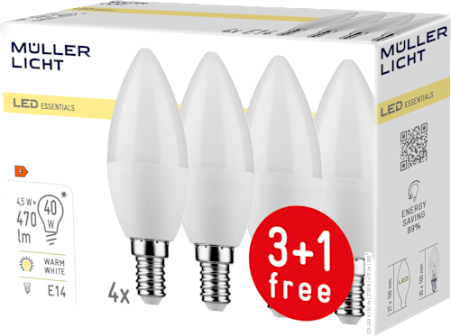 LED Kerze 40W E14 3+1 Set 4St Müller Licht
