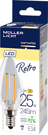 LED Retro Kerze 25W E14 245lm  Müller Licht