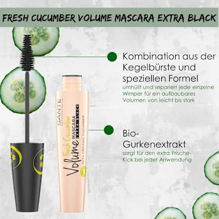 Mascara Fresh Cucumber Volume Extra Black Santé naturally.