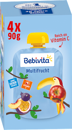 Quetschie Kinderspass Multifrucht ab 1 Jahr (4x90 g) Bebivita