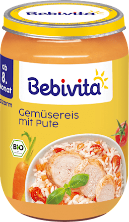 Menü Gemüsereis mit zarter Pute, ab dem 8. Monat Bebivita