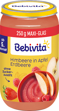 Früchte Himbeere, Erdbeere in Apfel ab dem 5. Monat Bebivita