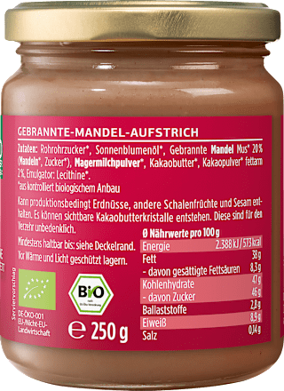 Brotaufstrich, Almond Cream gebrannte Mandel Davert