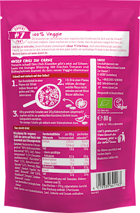 Fertiggericht, Chili sin Carne Davert