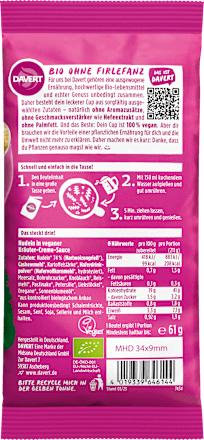 Fertiggericht, Noodle Cup Kräuter-Creme-Sauce Davert