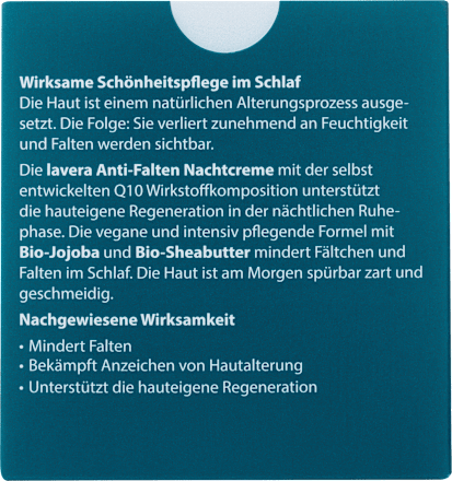 Nachtcreme Basis Sensitiv Anti-Falten Q10 lavera NATURKOSMETIK