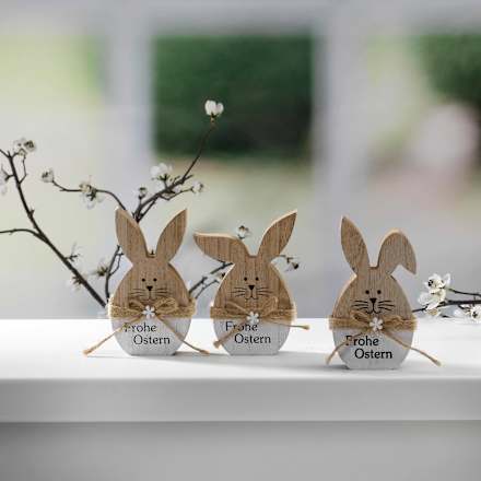 Holzhase Frohe Ostern natur BOLTZE