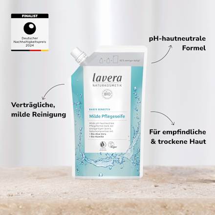 Flüssigseife Basis sensitiv mit Bio-Aloe Vera & Bio-Kamille, Nachfüllpack lavera NATURKOSMETIK