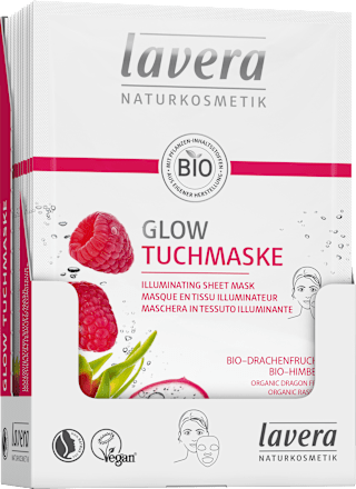Tuchmaske Glow mit Drachenfrucht & Bio-Himbeere lavera NATURKOSMETIK
