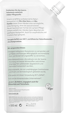 Flüssigseife Basis sensitiv mit Bio-Aloe Vera & Bio-Kamille, Nachfüllpack lavera NATURKOSMETIK