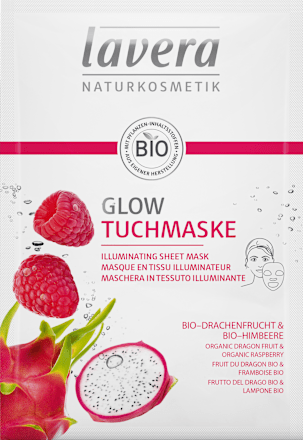 Tuchmaske Glow mit Drachenfrucht & Bio-Himbeere lavera NATURKOSMETIK