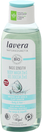 Gel doccia 2in1 Basis Sensitiv con aloe vera bio e cheratina vegetale lavera NATURKOSMETIK