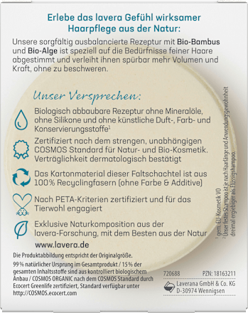 Festes Shampoo Volumen & Kraft  lavera NATURKOSMETIK