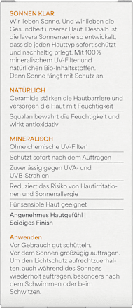 Sonnenfluid Sensitiv Gesicht & Dekolleté LSF 50 lavera NATURKOSMETIK