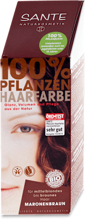 100 % Pflanzenhaarfarbe - Maronenbraun Santé naturally.
