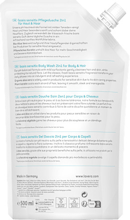 Pflegedusche Nachfüllbeutel Basis Sensitiv 2in1 lavera NATURKOSMETIK