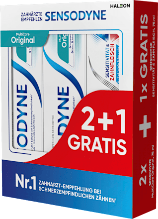 Zahnpasta Set MultiCare Original 2 +1 Gratis Sensitivität & Zahnfleisch Sensodyne