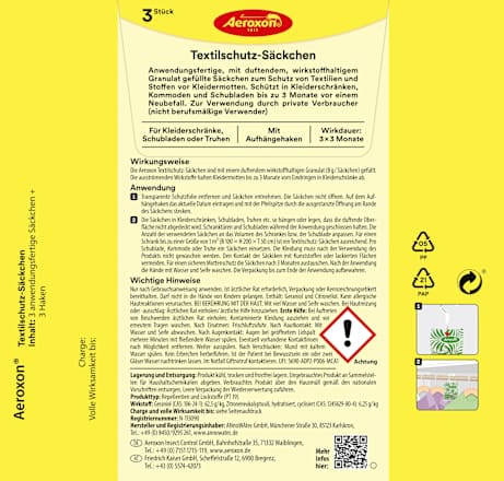 Kleidermotten Textilschutz-Säckchen  Aeroxon