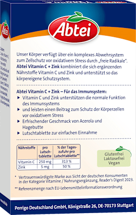 Vitamin C + Zink Lutschtabletten Abtei