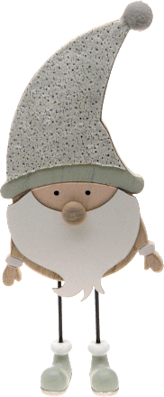 Holzaufsteller Wichtel mit Samtmütze weiß-gold-natur keine Marke